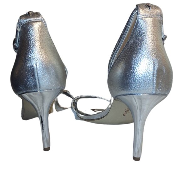 Sam Edelman Metallic Silver Ankle Strap Sandal with Heel Size 10 – Bridal - Picture 2 of 9